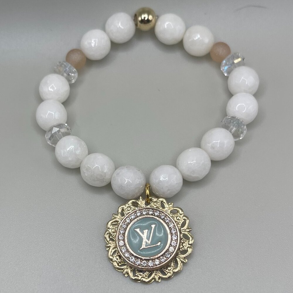 Authentic Louis Vuitton Bracelet Repurposed Authentic Louis Vuitton Blue Button